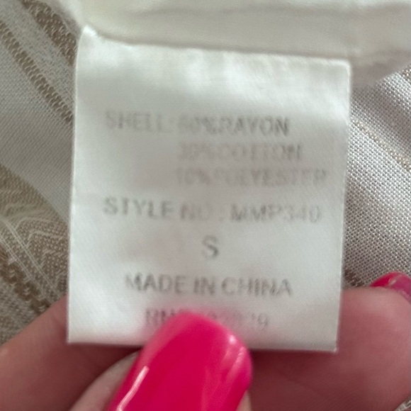 Miou Muse Striped Beige and White Split Leg Pants Size Small - Picture 6 of 6